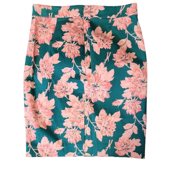 J Crew Mercantile Green Floral Pencil Skirt, Size 0 - Picture 2 of 6